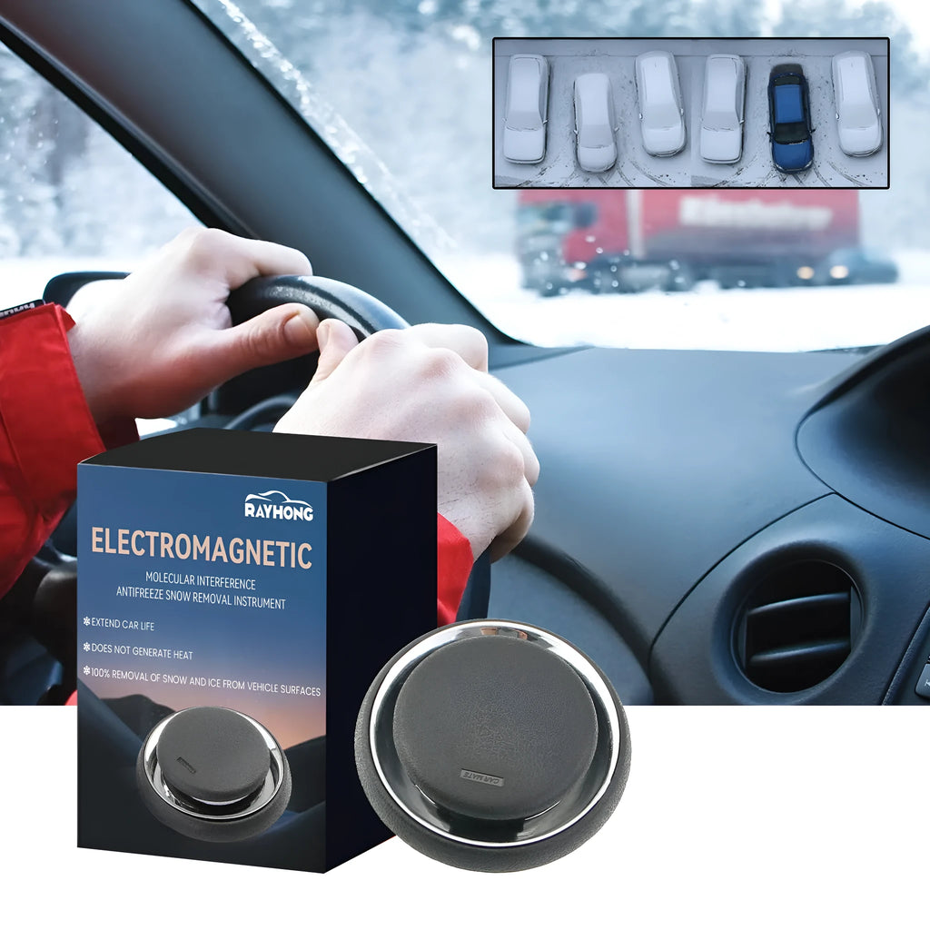 Black handheld portable car deicing instrument for melting windscreen ice and snow