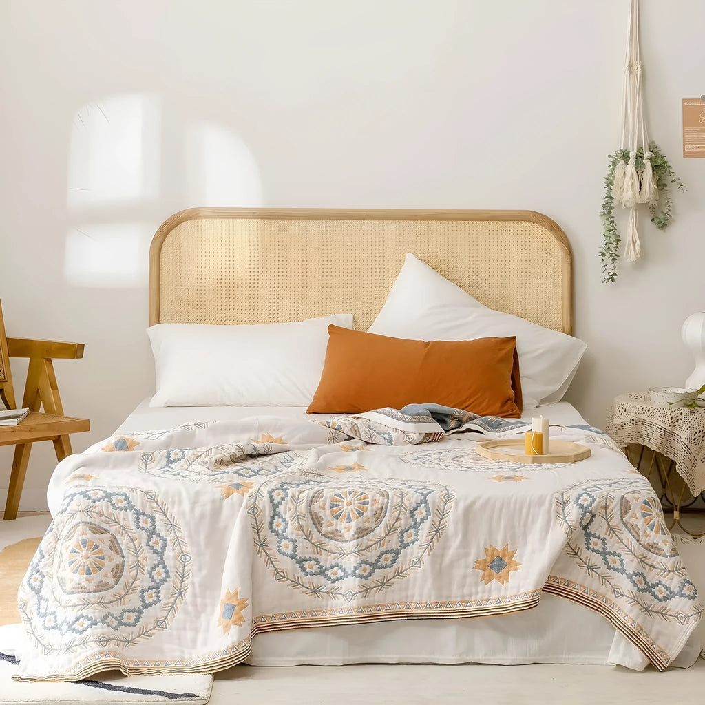 Cotton geometric pattern towel blanket in modern simplicity style