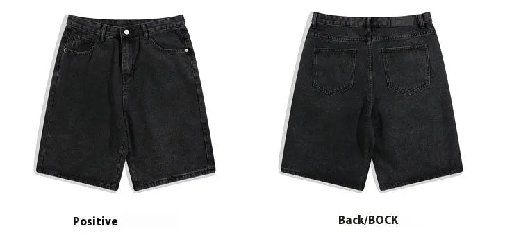 Men's solid colour denim shorts with straight legs and a mid waist, shown in light blue.
