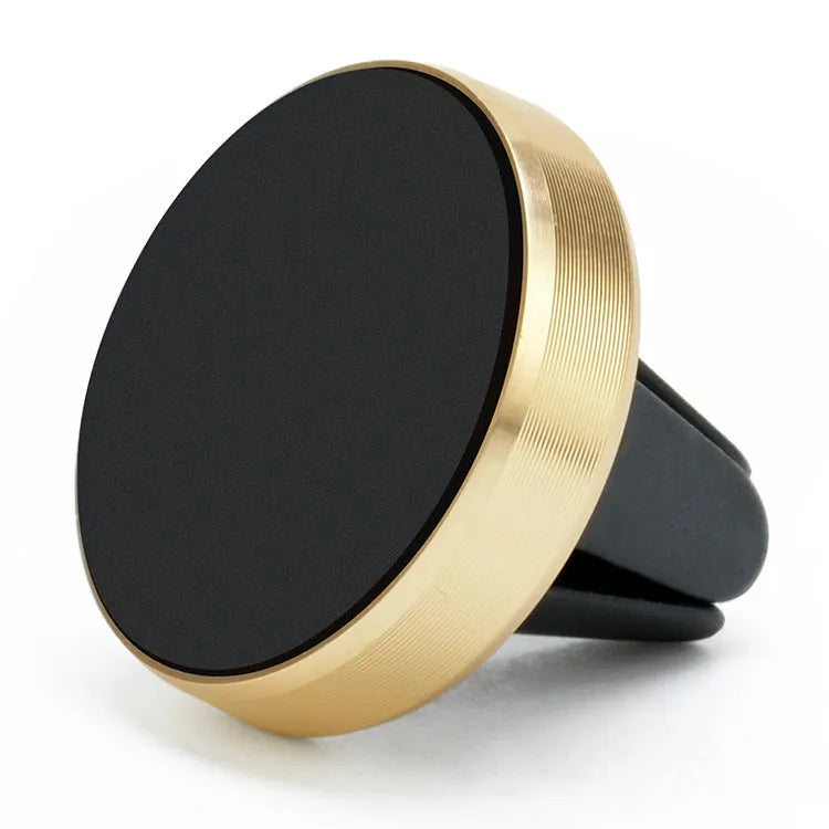 Magnetic car phone holder with air vent clip in rose gold, gold, black, red, and silver colour options