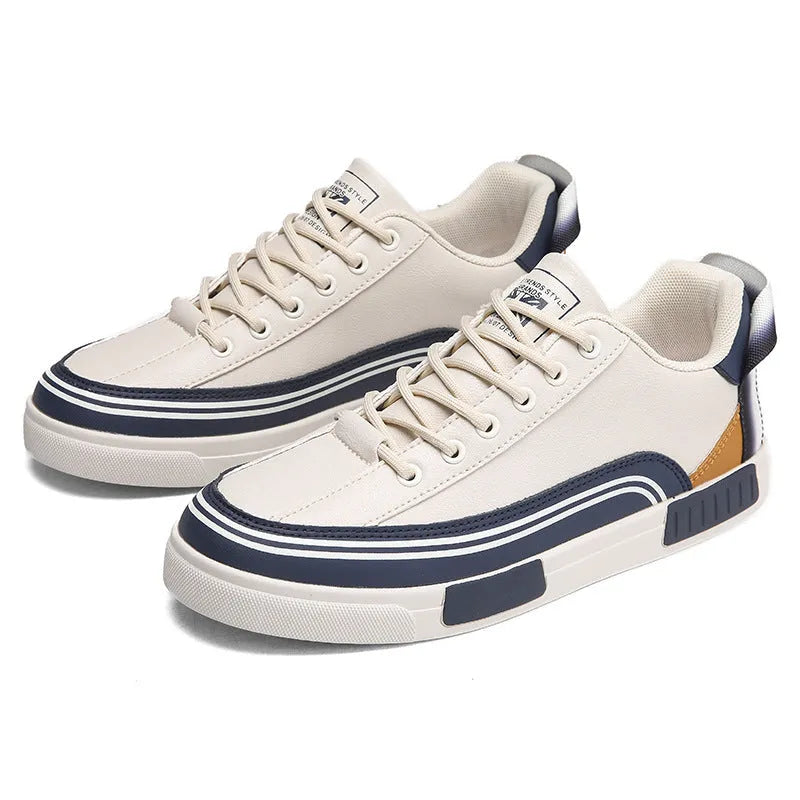 Men's breathable canvas mesh shoes in Milan white and green with flat heel and round toe design