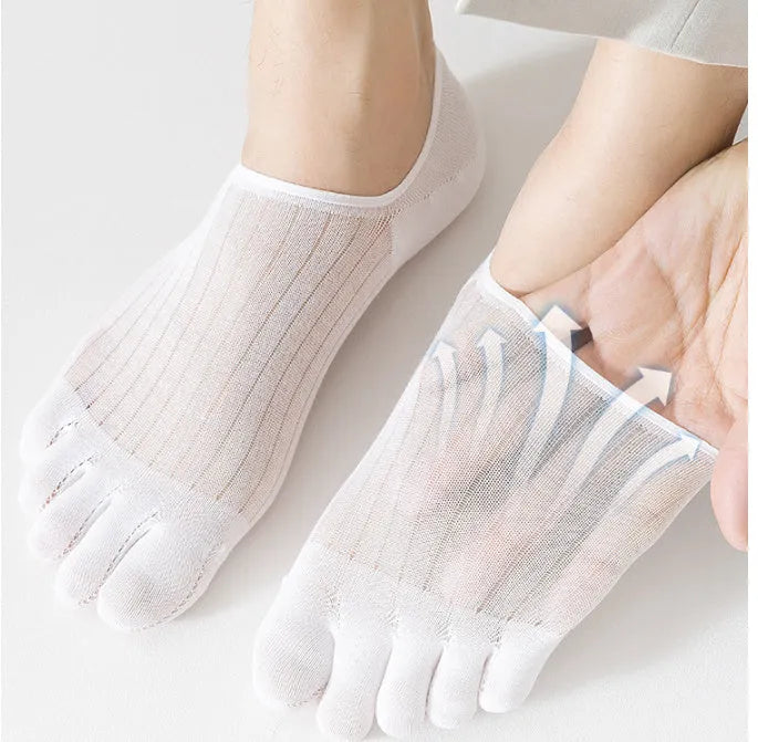 Modal five-finger ultra-thin breathable boat socks in five colour options