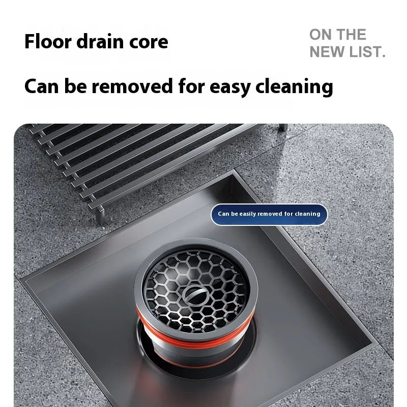 304 stainless steel courtyard floor drain with square 15x15cm gun grey grating