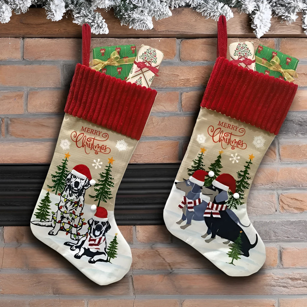 Fabric Christmas tree pendant with pet designs measuring 46 by 28 centimetres