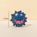 Four colourful natural latex rubber squeaky dog balls with cute faces measuring 7.5 cm