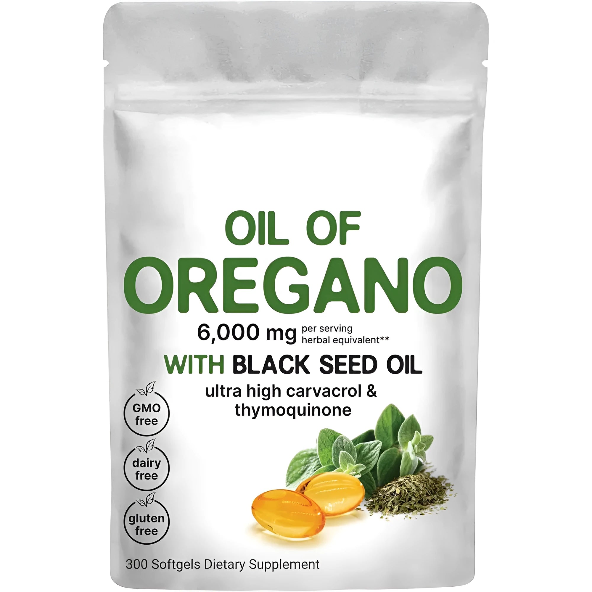 Butter Black Seed Oil Soft Capsules bottle showing 180 or 300 count softgel tablets.