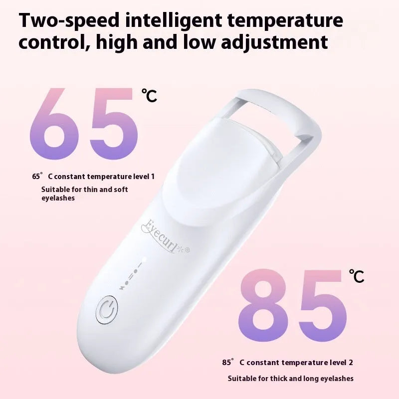 Electric heating eyelash curler with ceramic element in vanilla apricot colour with LED indicator light