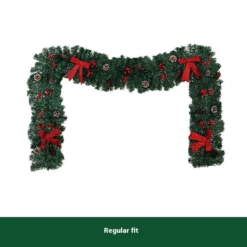 Christmas rattan decorative cane with pine cone bow decoration in European style