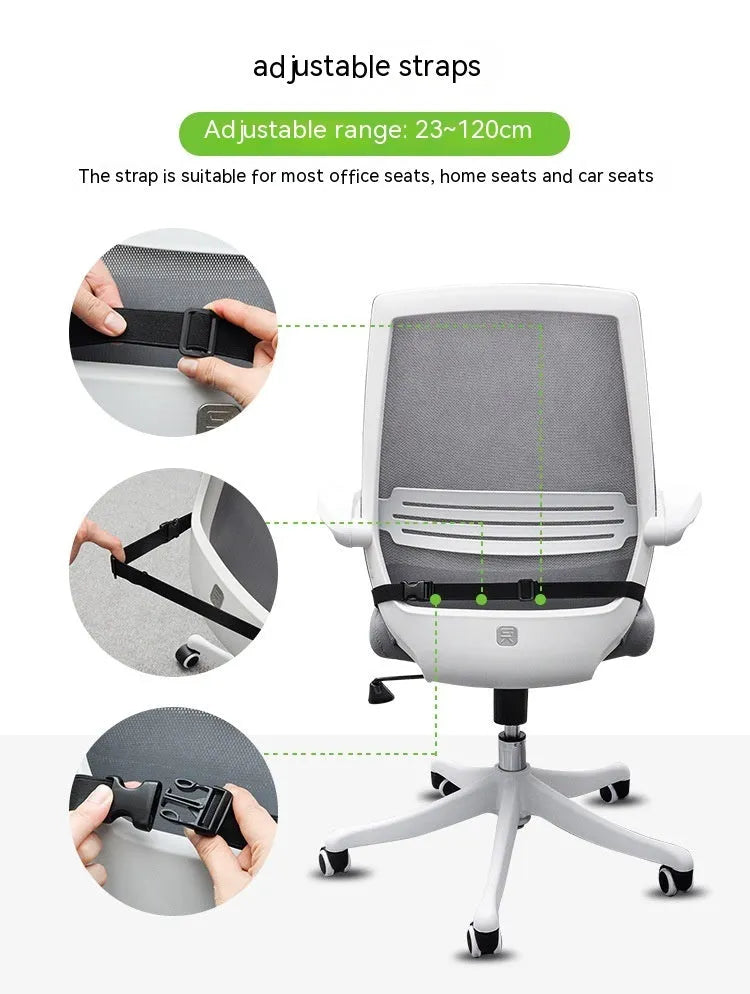 Memory foam car cushion with fixed straps in black colour on car seat