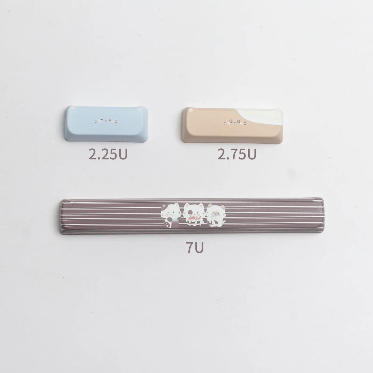 Sea Salt Cat themed PBT key cap set with March past and 7u space bar supplement options for mechanical keyboards