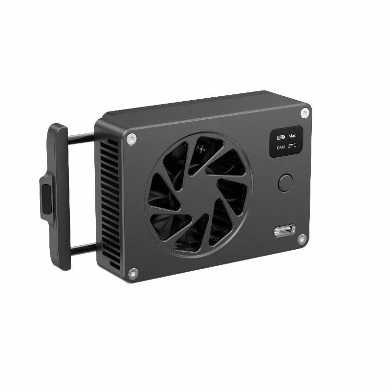 Black aluminium computer radiator measuring 89mm with attached power cable for desktop cooling systems