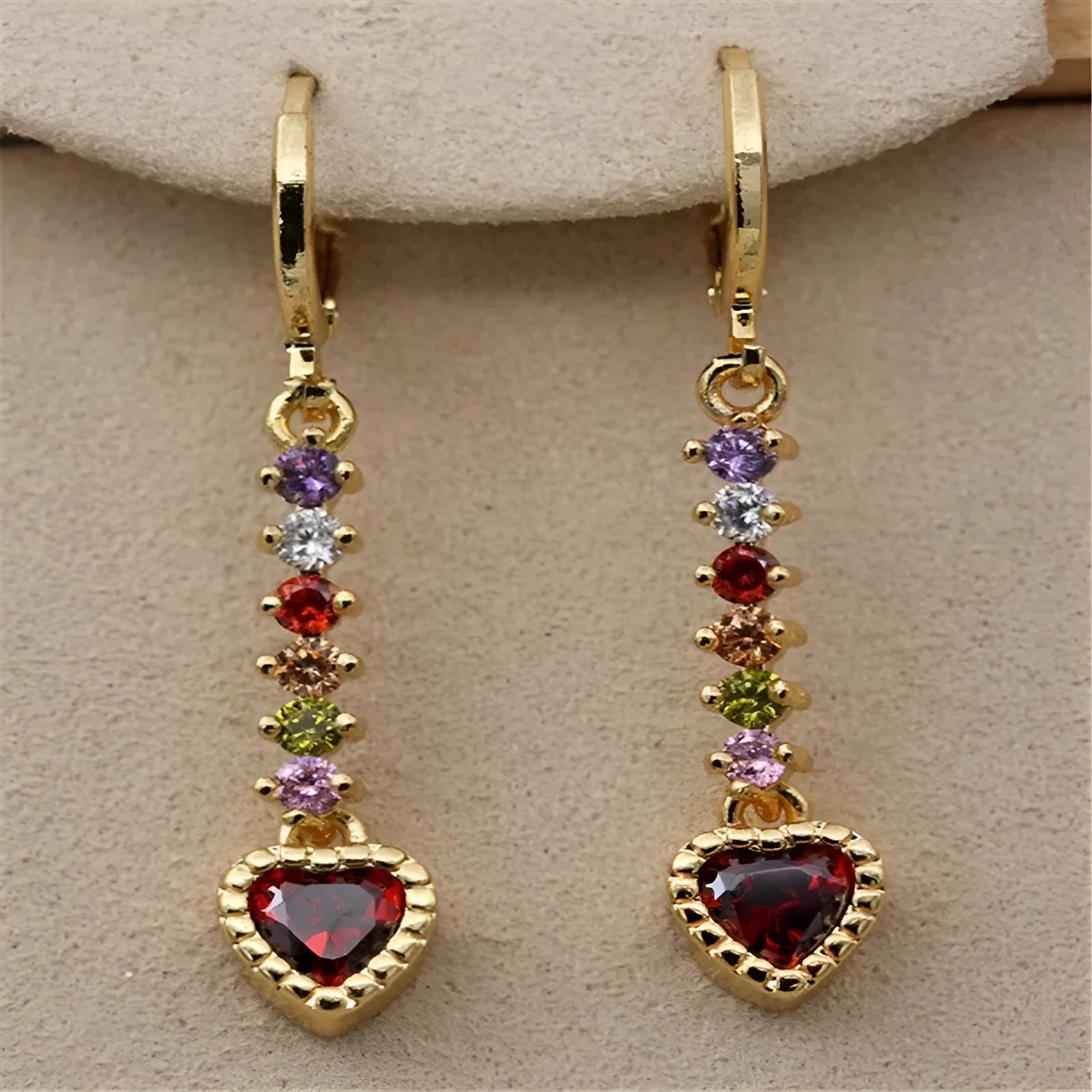 Women's heart-shaped alloy earrings in gold and silver electroplated colour options