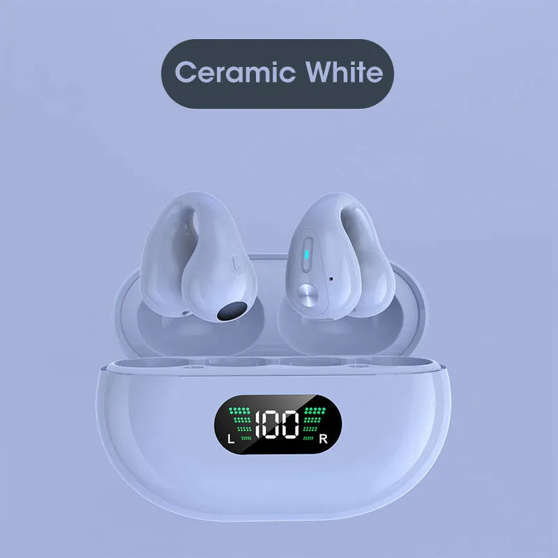 Q80 clip bone conduction Bluetooth headset in black, khaki or white colour with ear clip design