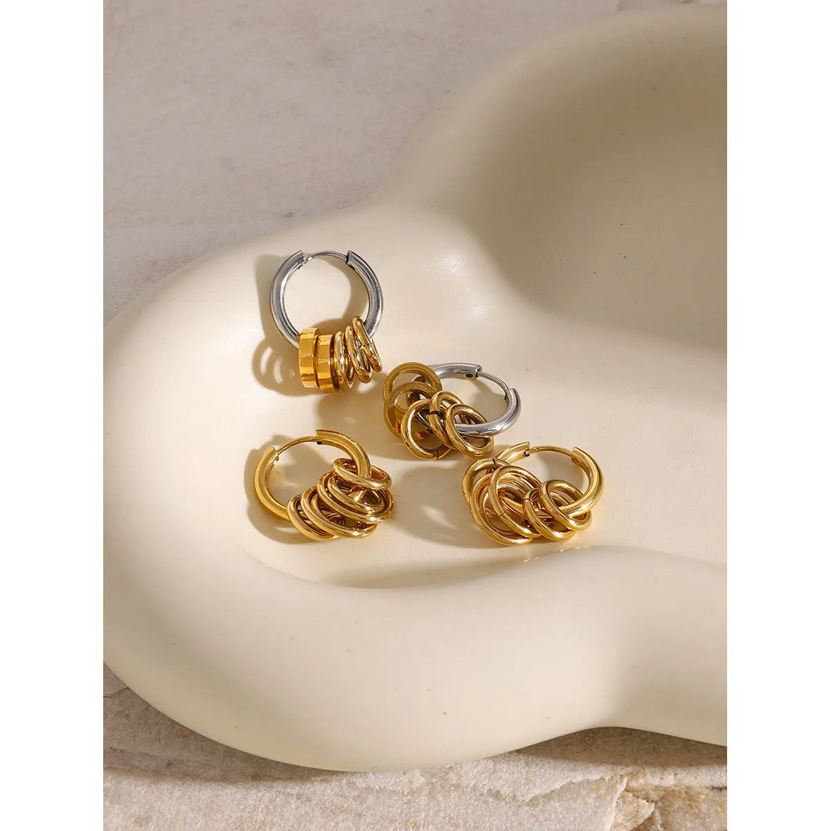 Stainless steel ins style earrings with electroplated colour finish in two colour options