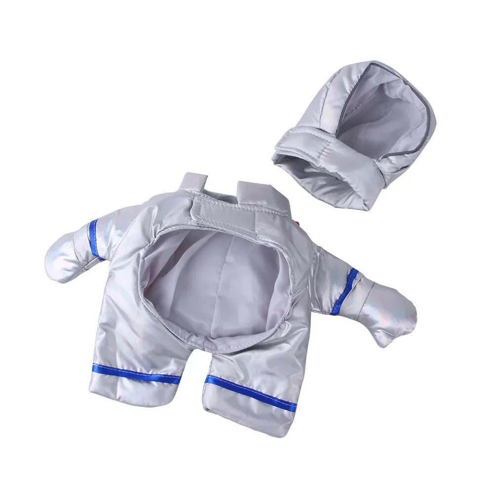 Dog space suit costume in polyester, stand-up pet dress-up outfit, sizes S to XL, colour as shown
