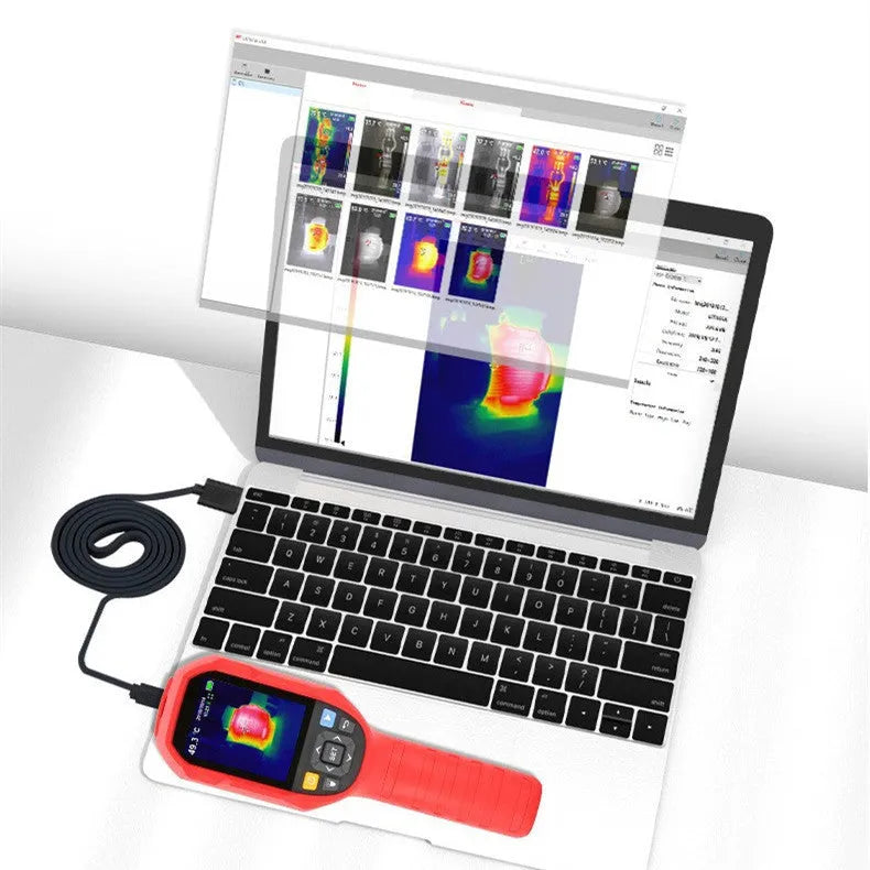 UTi series infrared thermal imager showing temperature measurement display and handheld design