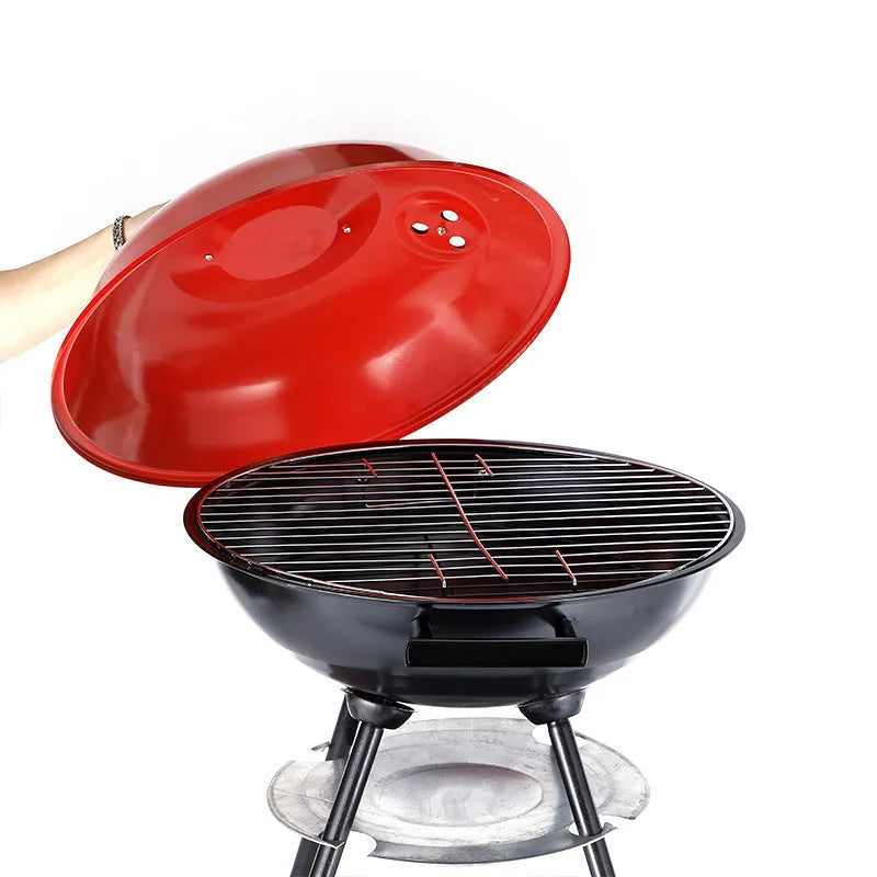 Portable 14-inch iron barbecue oven with modern minimalist design for outdoor cooking