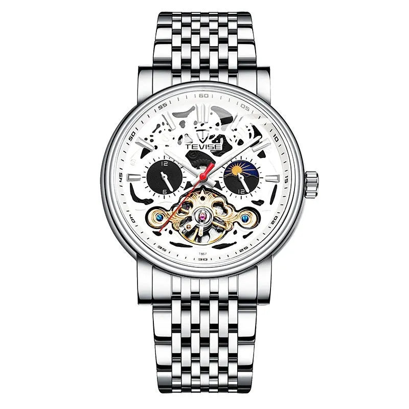 Fashion Tourbillon Waterproof Luminous Mechanical Watch Body for men in 16.5mm thickness with rose black and white options