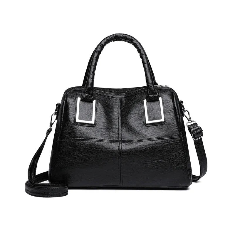 Women's large square shoulder bag in neutral colour with internal phone and document pockets