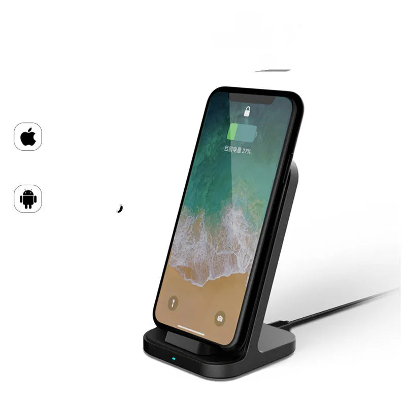 Dark grey vertical wireless charger for Apple smartphones with 70mm square base