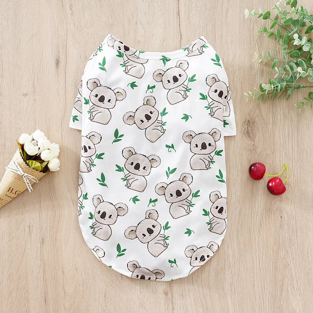 Printed casual polyester t-shirt for a small dog, showing one of six available colour designs.