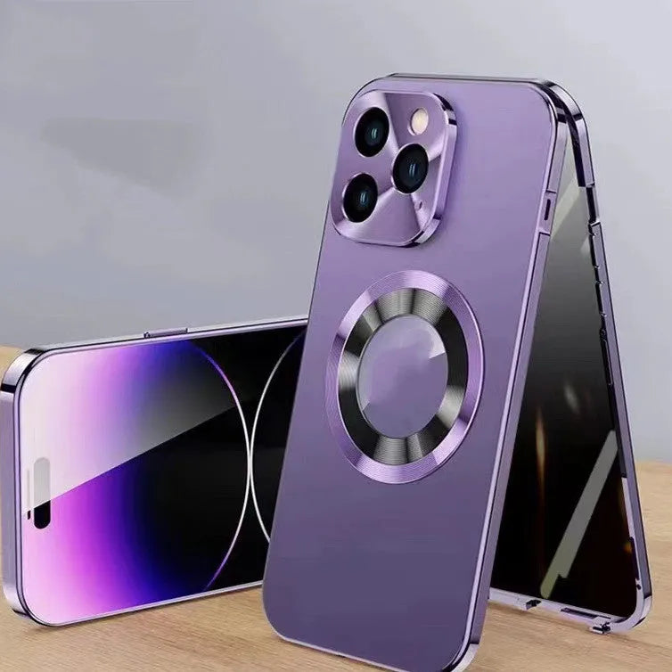 Magnetic iPhone case with anti-peep metal clip in multiple colour options