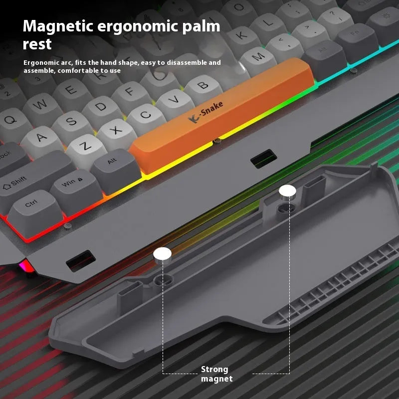 Blue backlit gaming keyboard and matching mouse with 1.5m USB cable on desktop
