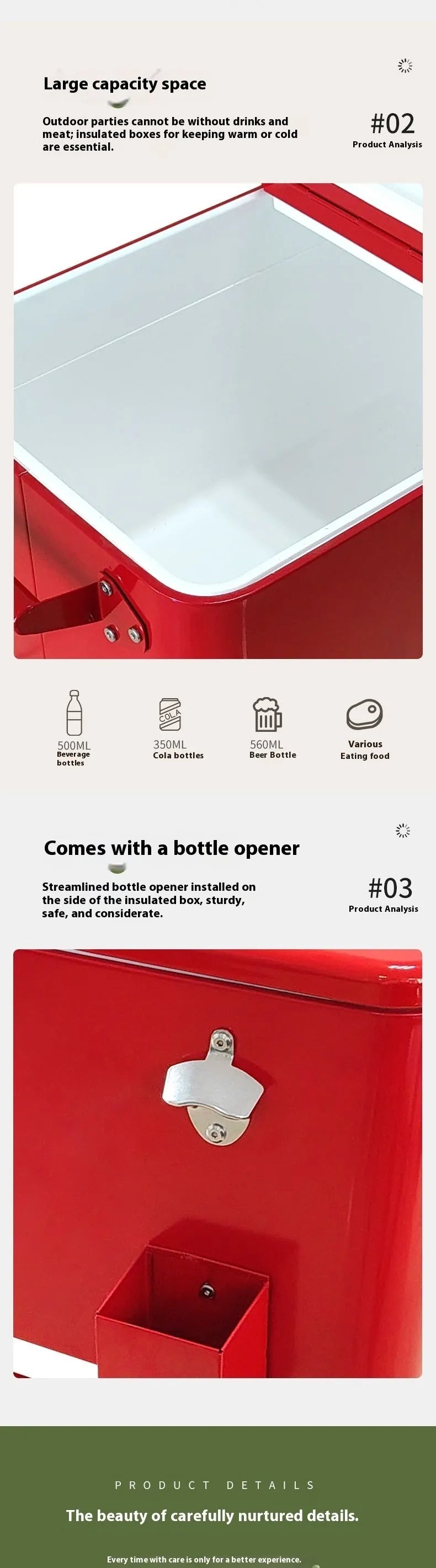 Red metal insulated trolley cooler with wheels and 750ml capacity for outdoor drinks.
