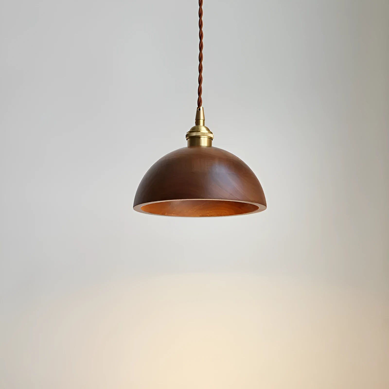 Copper wood art single-head droplight chandelier with an E27 socket.