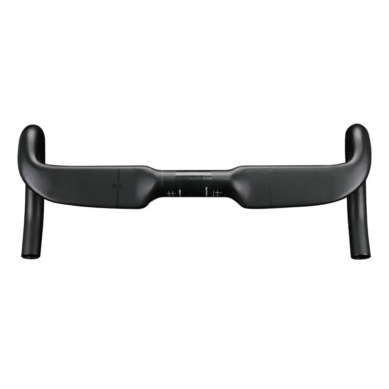 Carbon fibre road bicycle handlebar showing drop shape and double line colour detail
