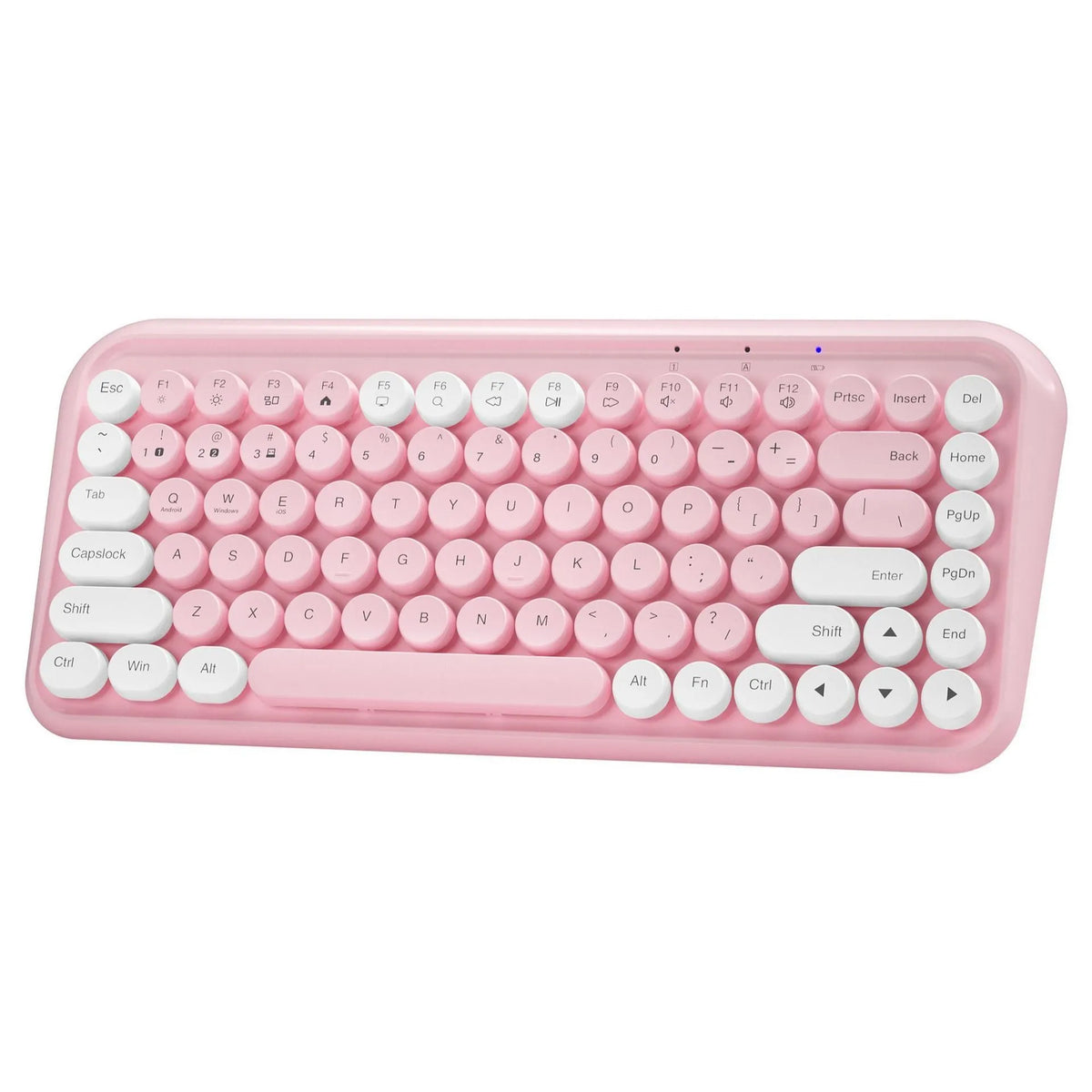 Pink dual-mode Bluetooth keyboard with mute function and 84-key compact layout