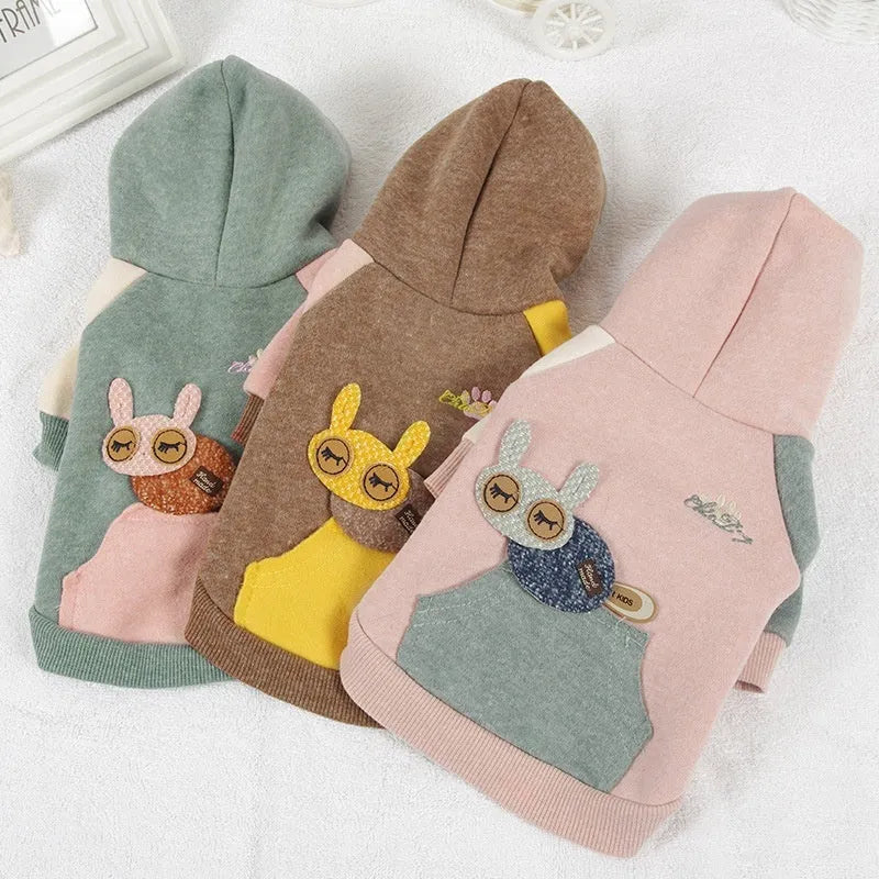 Cotton pet sweatshirt dog clothing in brown, available in sizes XS to 2XL