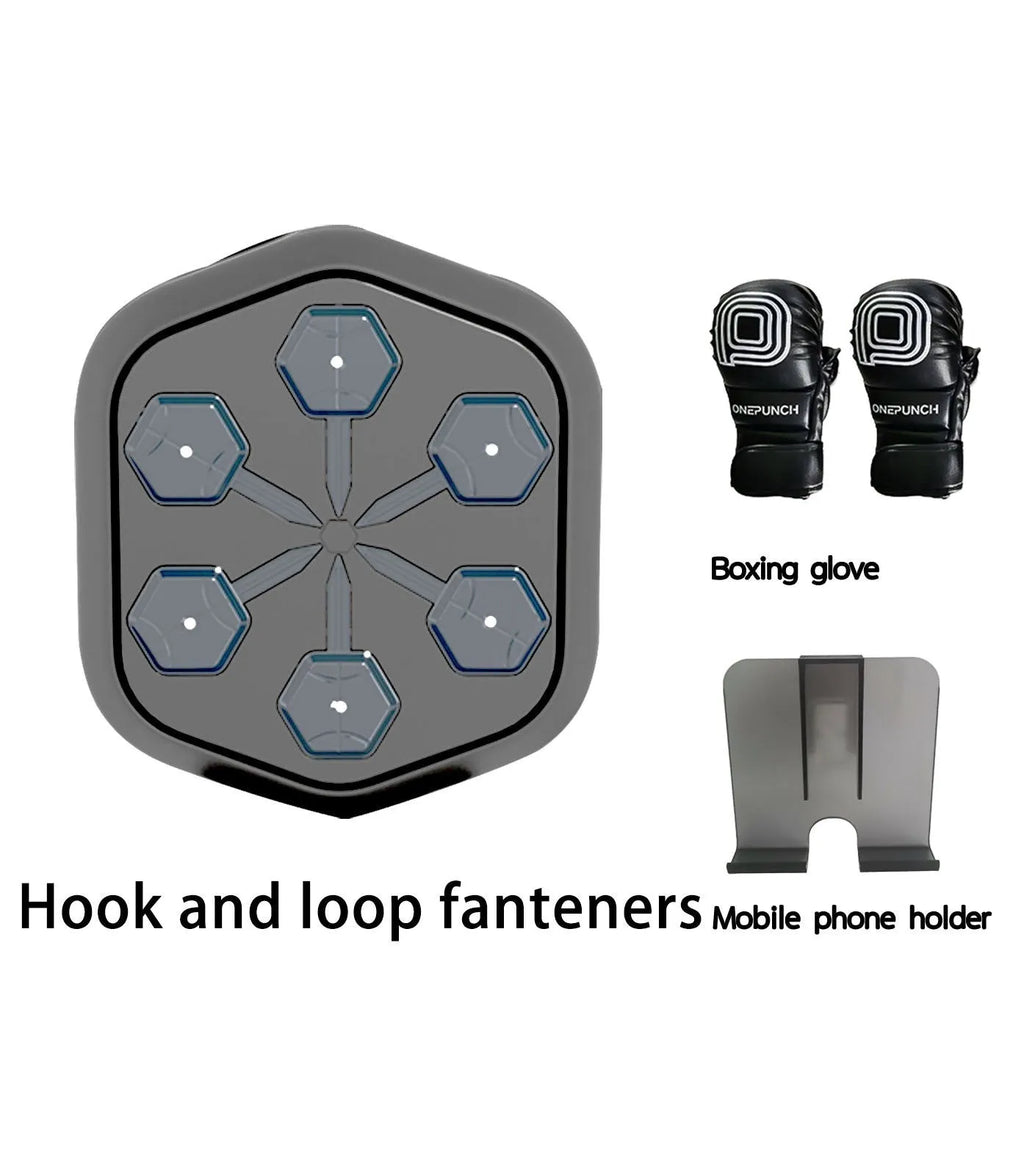 Black smart music boxing machine with EVA surface and Bluetooth connectivity for home fitness training