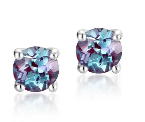925 sterling silver Alexander stone ear studs with geometric design and round elements