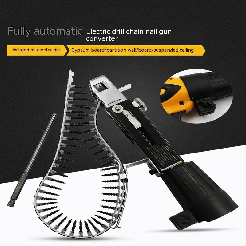 Chain screw gun head electric screwdriver with automatic nail gun function, 235mm length tool