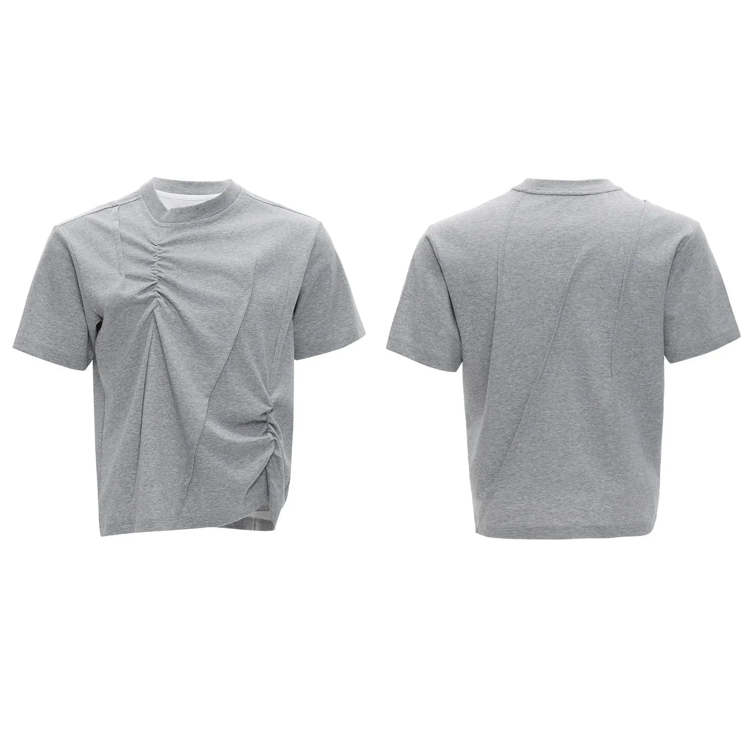 Men's loose-fit cotton t-shirt with three-dimensional pleated design in black colour