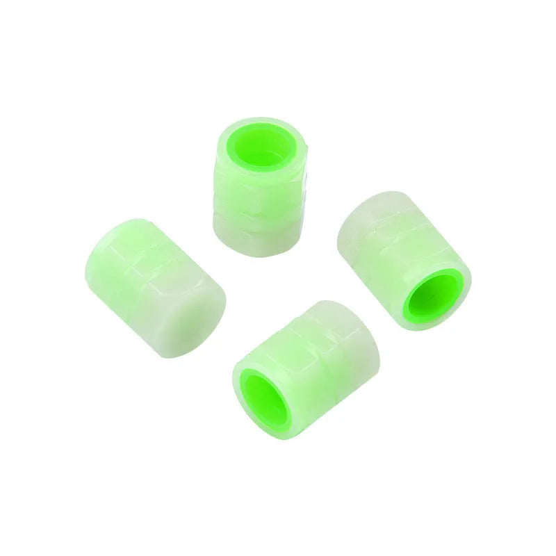 Luminous rubber car tyre valve caps showing size and glow feature