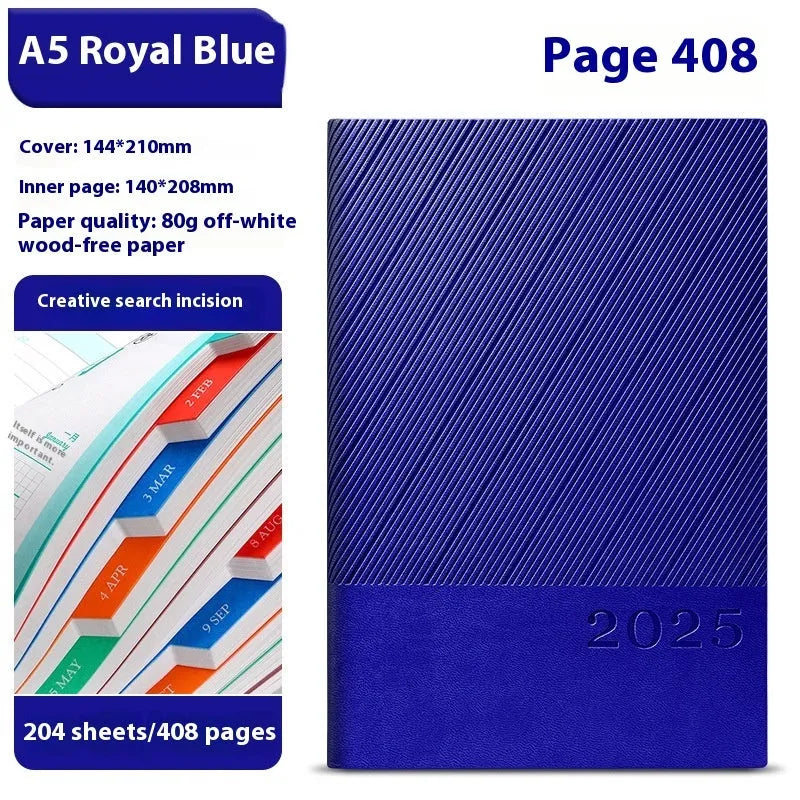 A4 office notepad with striped PU leather cover showing eight colour options