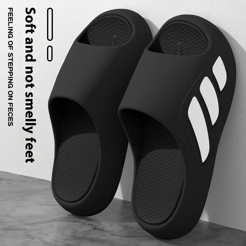 Platform flip-flop slippers with thick EVA sole in multiple colour options for indoor home use.