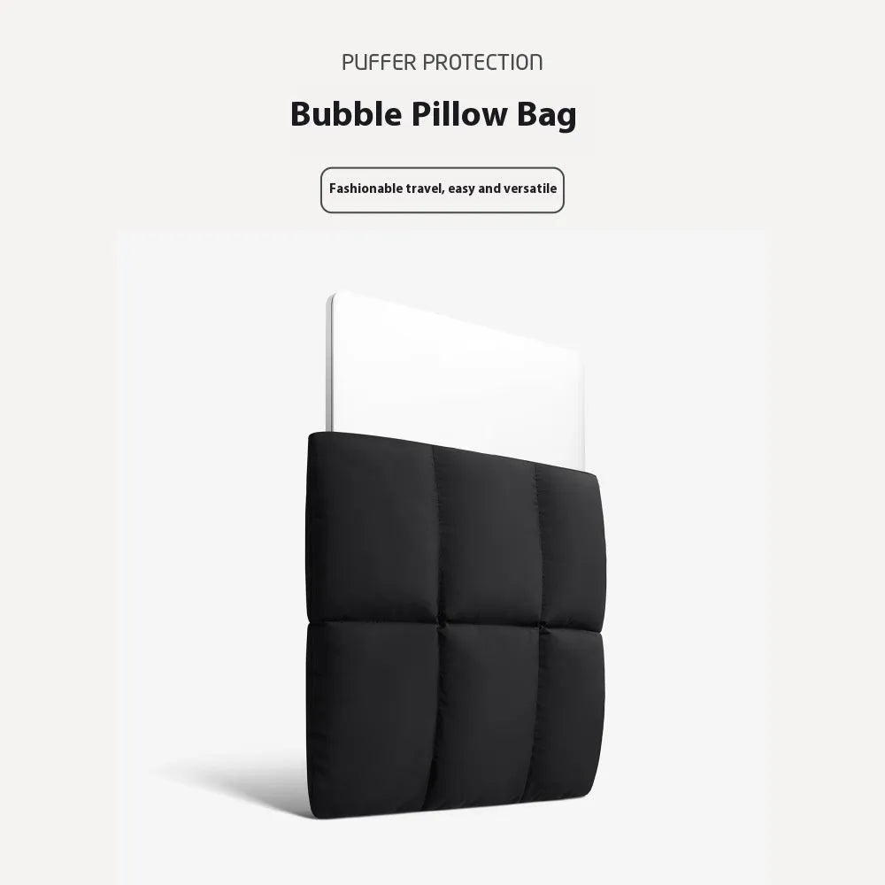 Soft polyester laptop sleeve in black with European retro stitching for 13-15.6 inch laptops