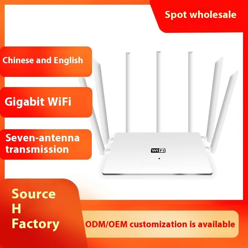 Black and white dual-band 5G gigabit router with multiple antennas for whole-home wall-through wifi coverage