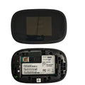 Black 4G wireless router with portable battery and cable included for mobile internet access