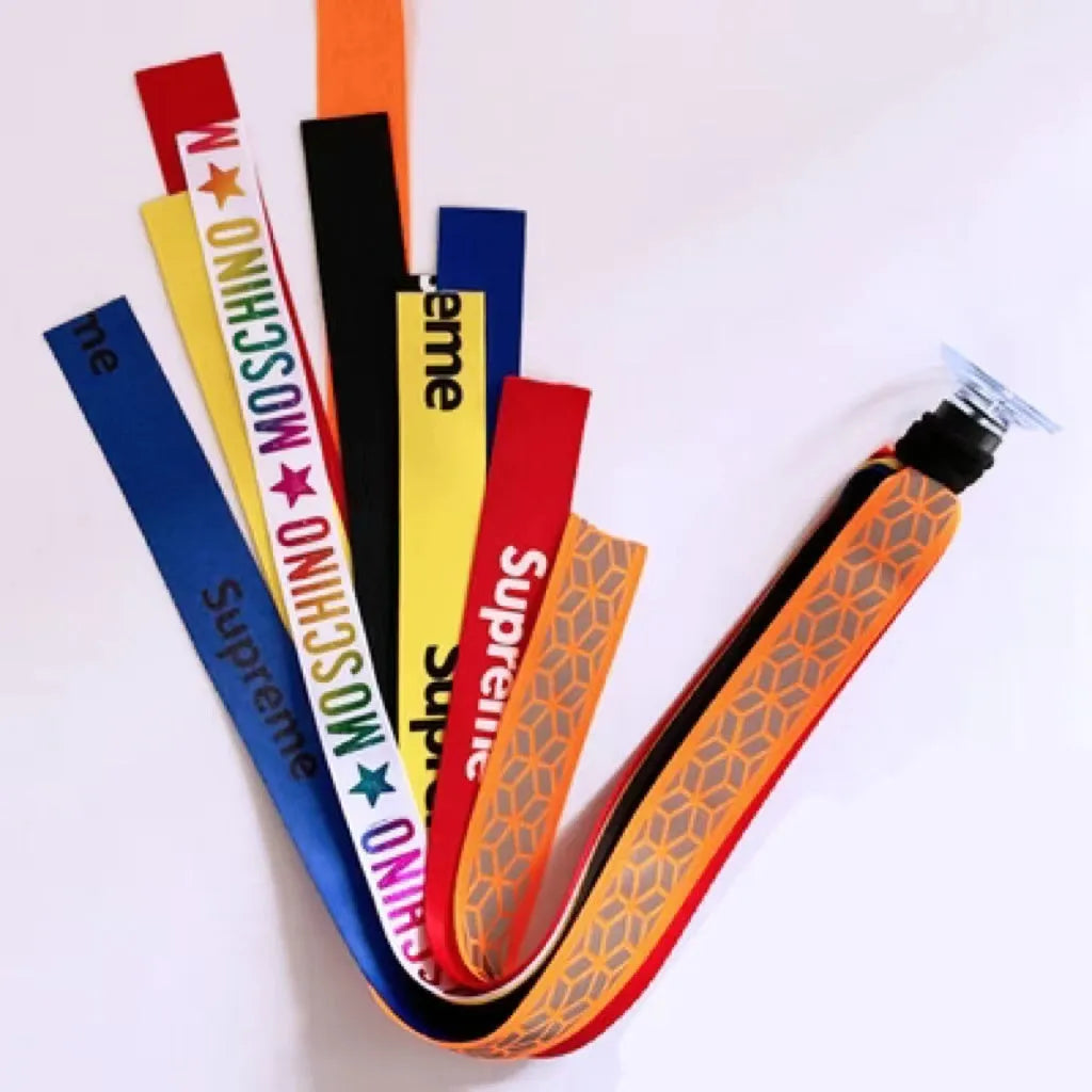 Close-up of a colourful ribbon streamer for decorating a child's roller skating or ski helmet.