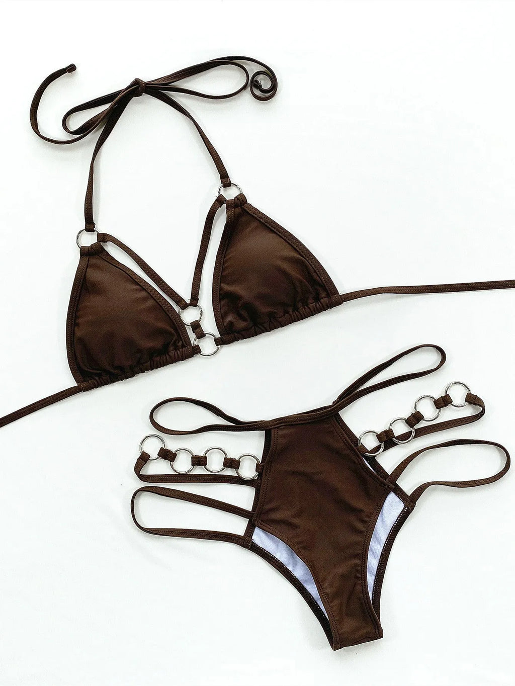 Women's separated nylon bikini swimwear set available in multiple colours