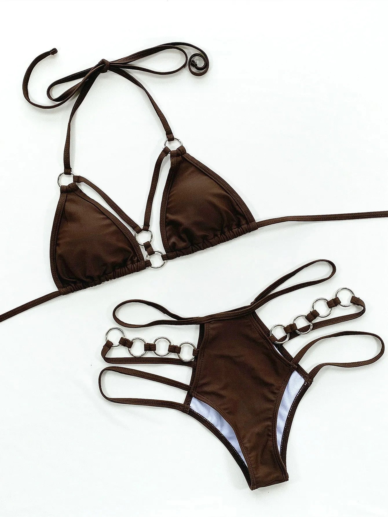 Women's separated nylon bikini swimwear set available in multiple colours