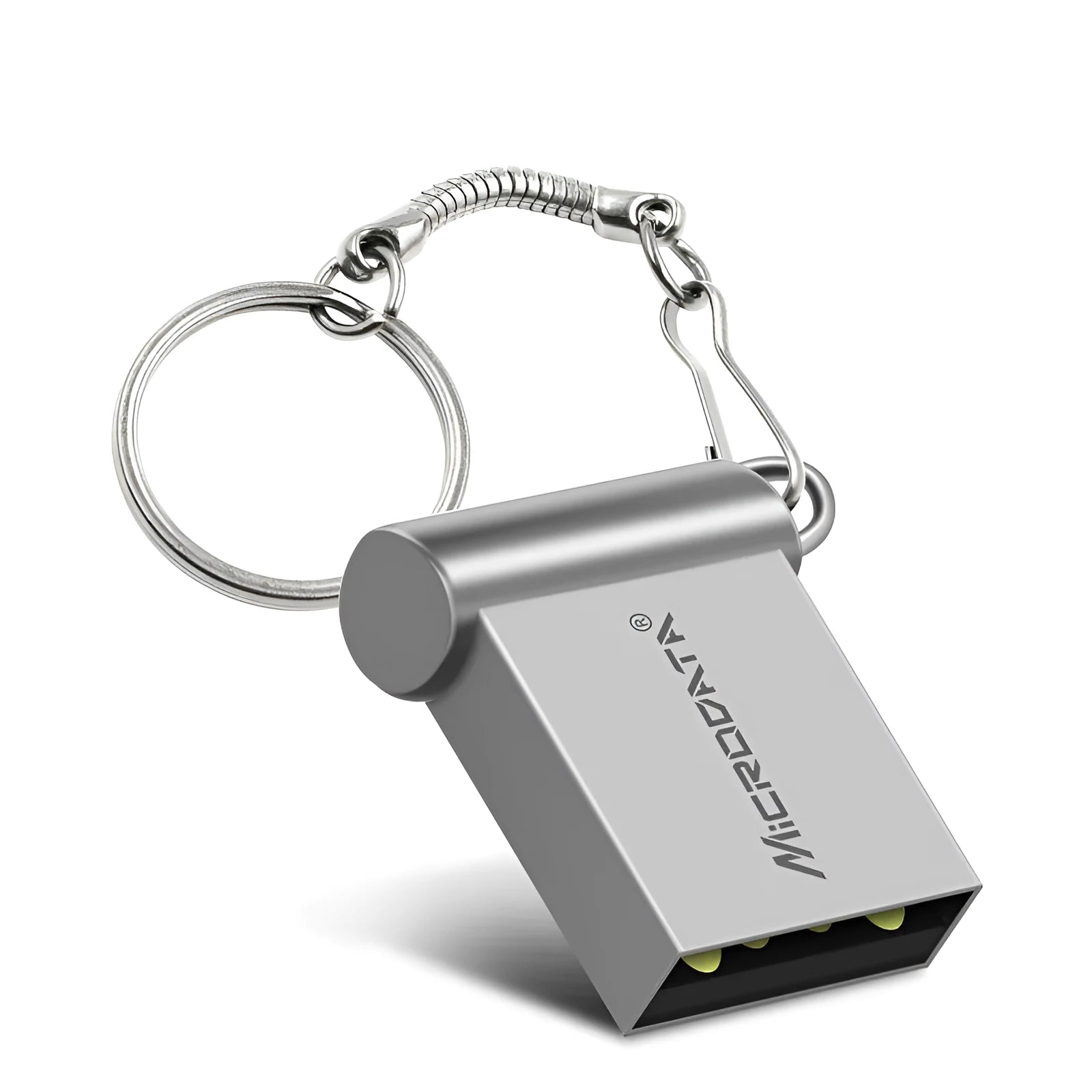 Metal car-shaped USB drive with chain for necklace or keyring attachment in black colour