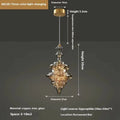 Modern glass chandelier ceiling light with adjustable drop showing remote control