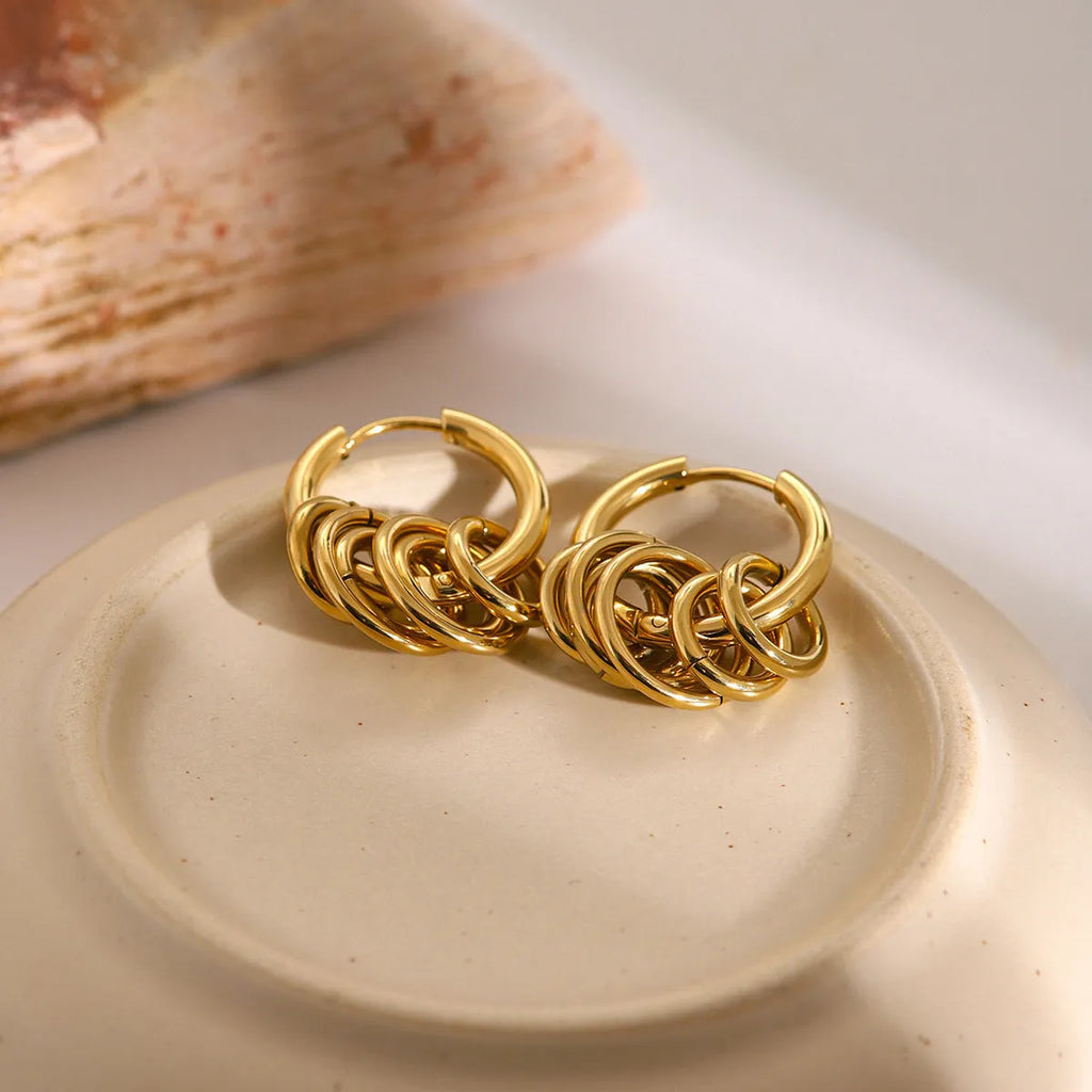 Stainless steel ins style earrings with electroplated colour finish in two colour options