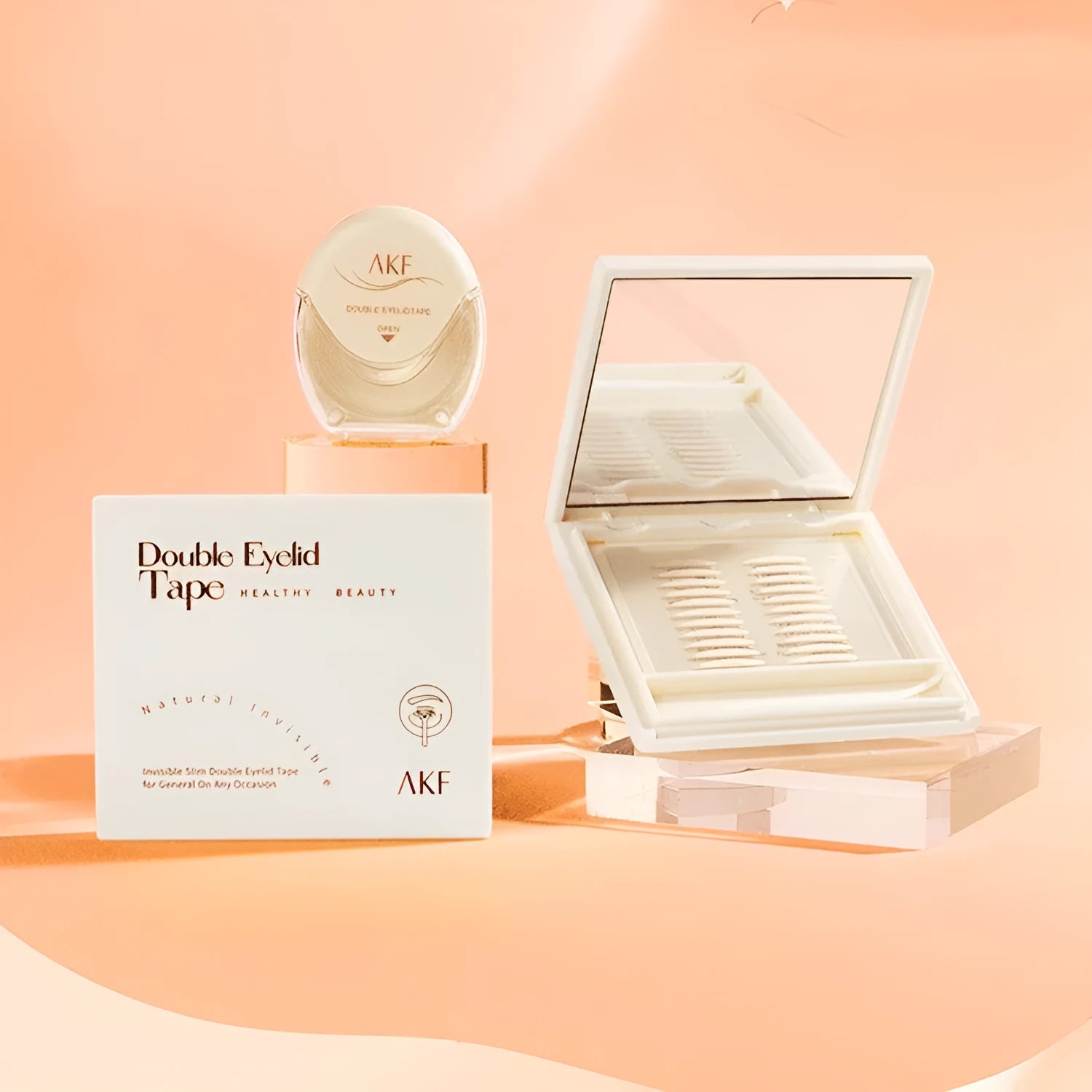 Roll of invisible lace double eyelid stickers with 120 crescent M shape natural traceless patches