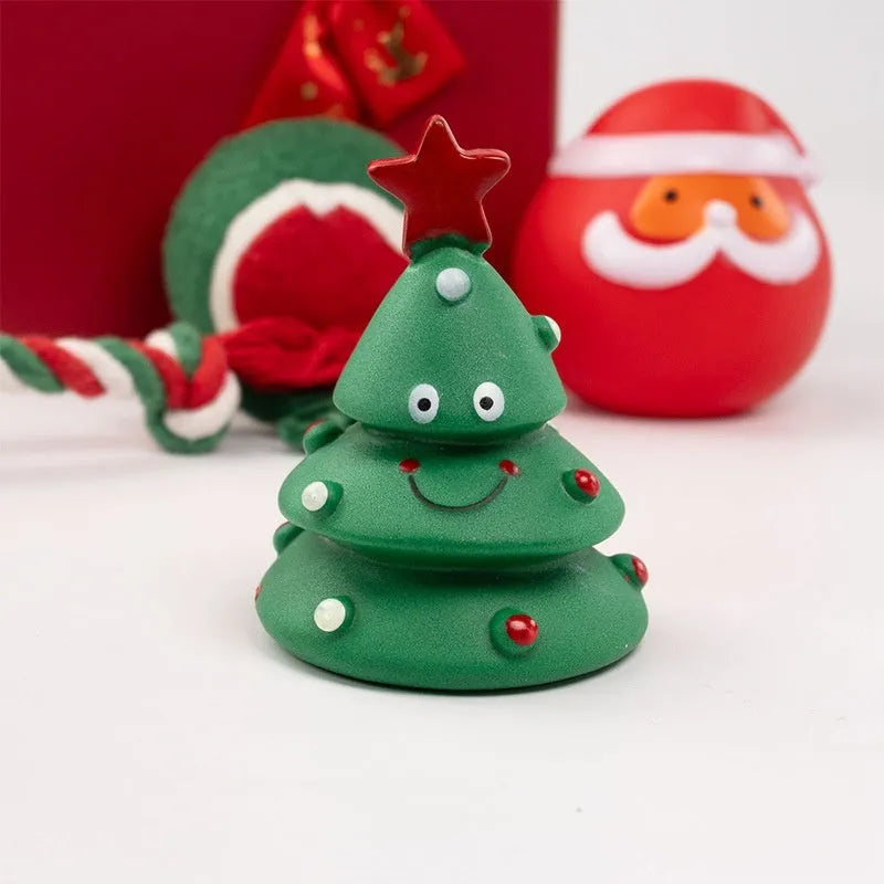Christmas dog toys vinyl gift sets with bite ropes, tennis balls, Santa heads and festive shapes